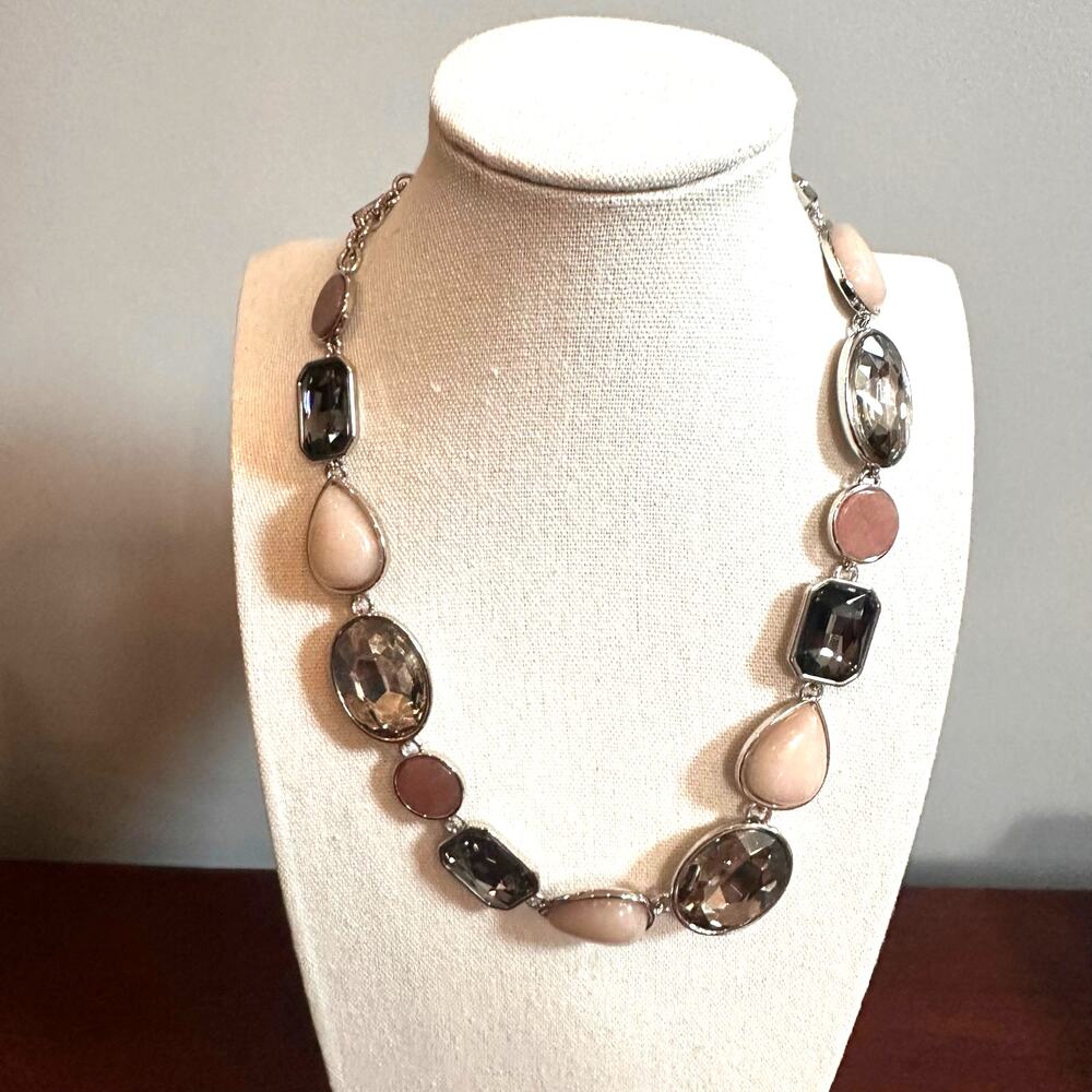 WHBM Statement Necklace Jewelry 17" - 21" long Business Casual Silver Neutral